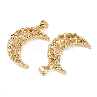 Brass Micro Pave Clear Cubic Zirconia Pendants KK-B184-01G-06-1