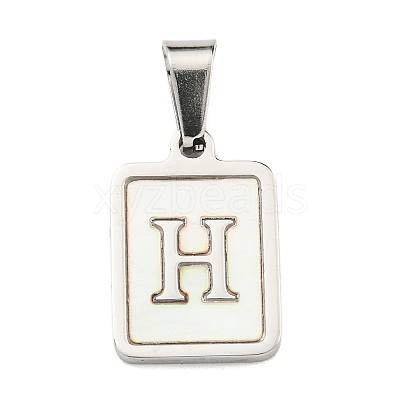 304 Stainless Steel Pave Natural White Shell Pendants STAS-S130-03P-H-1