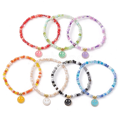 7Pcs Glass Seed Beads Stretch Bracelets BJEW-JB11219-1