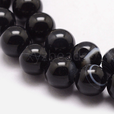 Natural Black Agate Bead Strands LS-G-K166-13-10mm-05-1