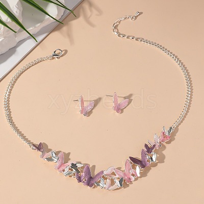 Butterfly Alloy Enamel  Necklace and Earrings Sets for Women FS-WGFD103-01-1