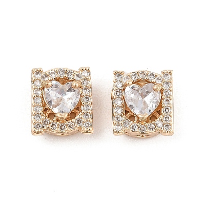 Rack Plating Brass Micro Pave Cubic Zirconia Beads KK-F879-07G-1