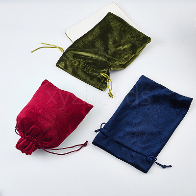 4Pcs 4 Colors Rectangle Velvet Drawstring Pouches TP-CN0001-35B-1