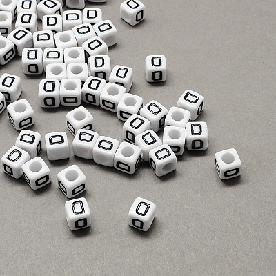Large Hole Acrylic Letter European Beads SACR-Q103-7mm-01D-1