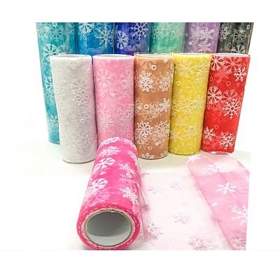 Snowflake Deco Mesh Ribbons OCOR-P010-G-1