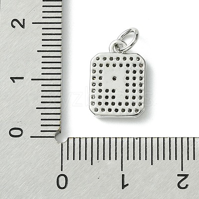 Rack Plating Brass Micro Pave Clear Cubic Zirconia Charms KK-G501-01P-P-1