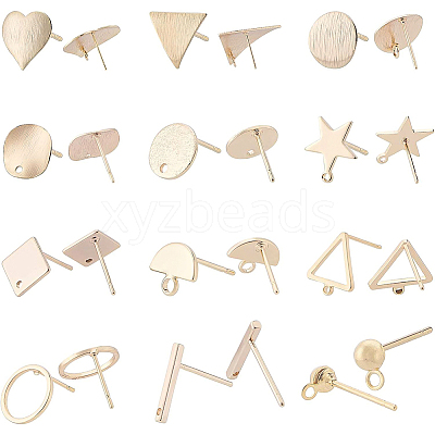 Brass Stud Earring Findings KK-BC0005-44G-1