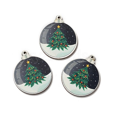 Single Face Printed Wood Pendants WOOD-H102-02H-1