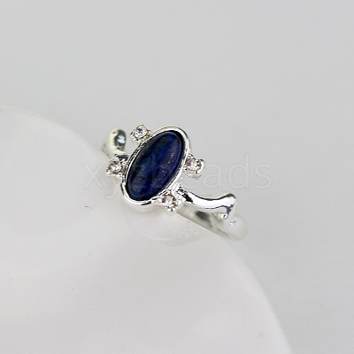Alloy with Natural Lapis Lazuli Finger Rings FS-WGF3EDB-05-1
