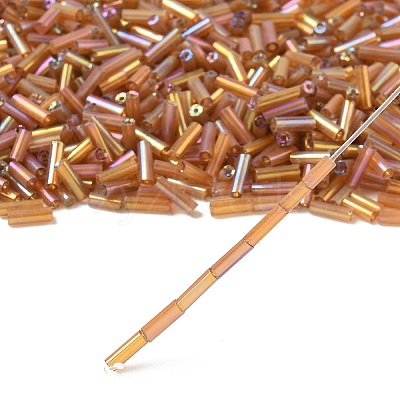 AB Color Plated Glass Bugle Beads X-SEED-R012-162C-1