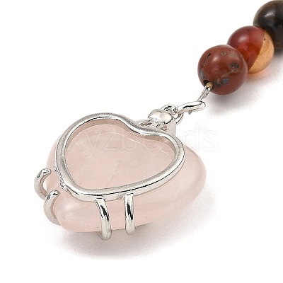 Natural & Synthetic Gemstone Heart Keychain G-Z033-11P-1