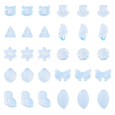 64Pcs Gradient Color Transparent Glass Beads GLAA-TA0003-48B-1