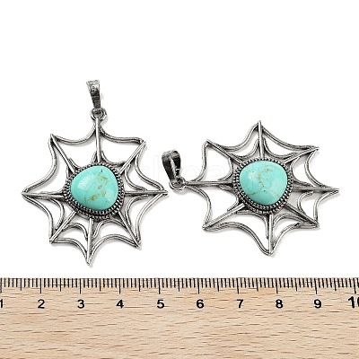 Synthetic Turquoise Spider Web Pendants G-Q163-09AS-01-1