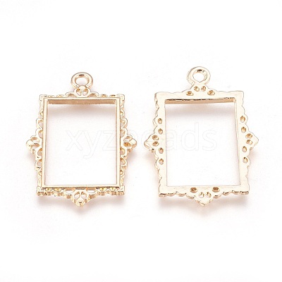 Rack Plating Alloy Open Back Bezel Pendants PALLOY-Q351-08KCG-FF-1