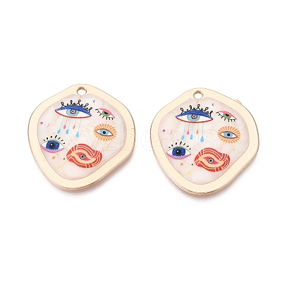 Printed Alloy Enamel Pendants ENAM-N071-11G-02-1