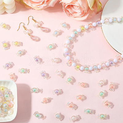 300Pcs 6 Colors Transparent Acrylic Beads TACR-PA0001-01-1
