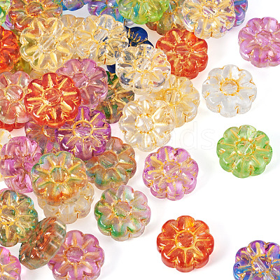 50Pcs Baking Paint and Golden Metal Enlaced Glass Beads DGLA-TA0001-55-1