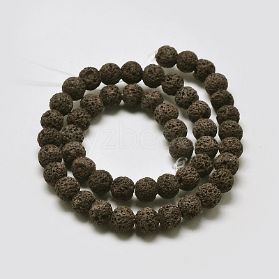 Natural Lava Rock Round Bead Strands G-I124-10mm-12-1