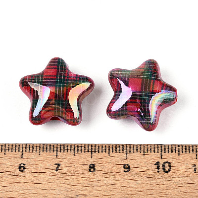 Christmas UV Plating Printed Opaque Acrylic Beads MACR-N018-06B-1