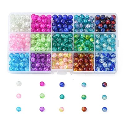 Baking Paint Crackle Glass Beads CCG-X0011-01-8mm-1