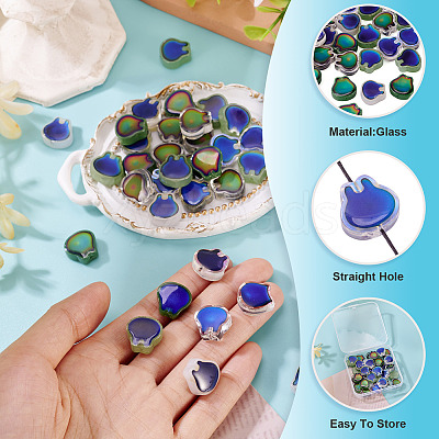 40Pcs 5 Colors Two Tone Glass Beads GLAA-TA0003-37-1
