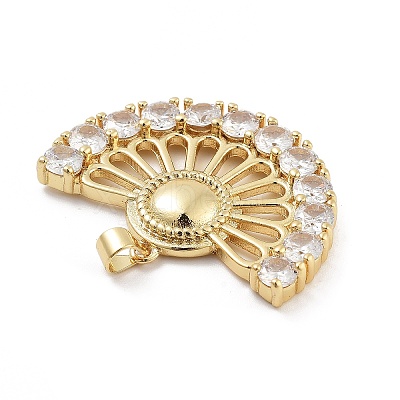 Fan Shaped Rack Plating Brass Micro Pave Cubic Zirconia Pendants KK-G512-28A-G-1