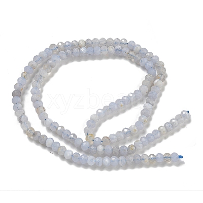 Faceted Rondelle Natural Blue Lace Agate Beads Strands G-F289-04A-1