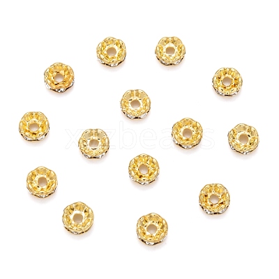 Brass Grade A Crystal Rhinestone Spacer Beads RB-A006-6MM-G-1