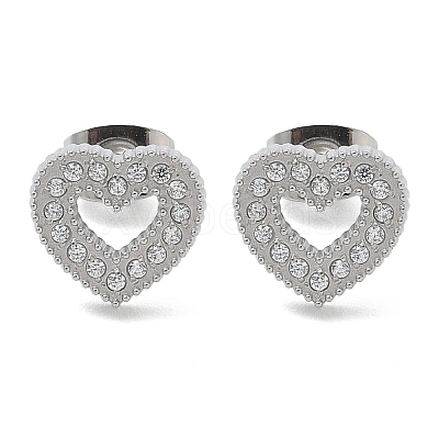 304 Stainless Steel Micro Pave Clear Cubic Zirconia Stud Earrings STAS-Z107-01P-04-1
