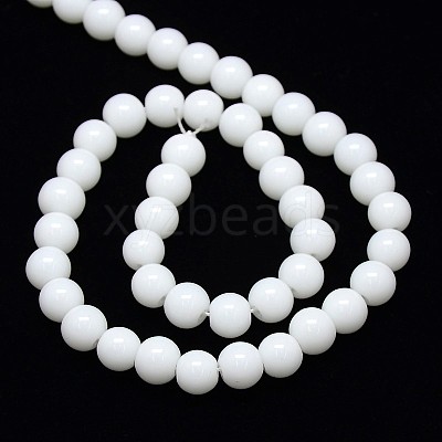Opaque Solid Color Crystal Glass Round Beads Strands EGLA-F037-8mm-E01-1