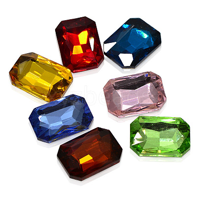 Faceted Rectangle K9 Glass Pointed Back Rhinestone Cabochons RGLA-A017-13x18mm-SM-1