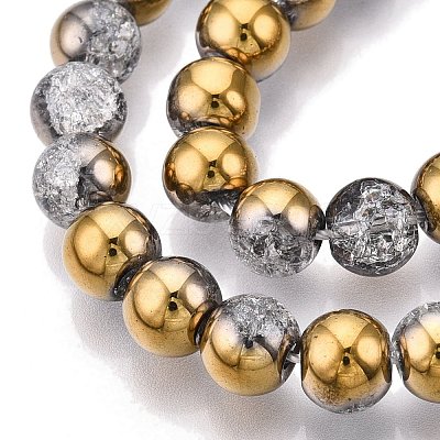 Electroplated Crackle Glass Beads Strands X-EGLA-N014-8mm-04-1