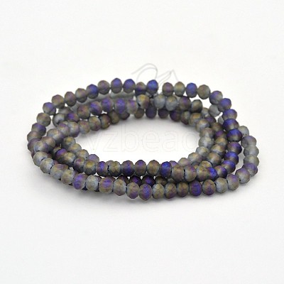Full Rainbow Plated Faceted Rondelle Glass Beads Strands EGLA-J054-3x2mm-FR02-1
