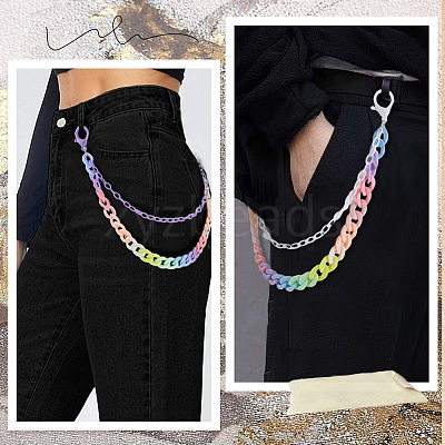2Pcs 2 Colors Resin Double Layer Chain Belts for Pants AJEW-GF0011-20A-1