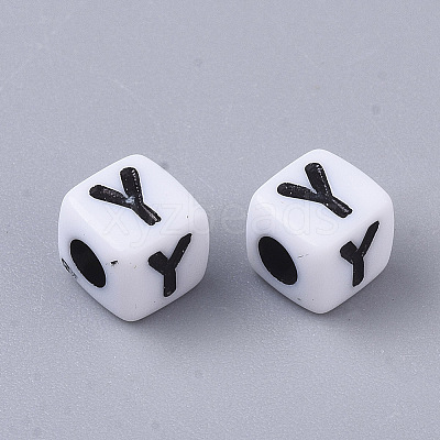 White Opaque Acrylic Beads LS-X-MACR-R869-02Y-1