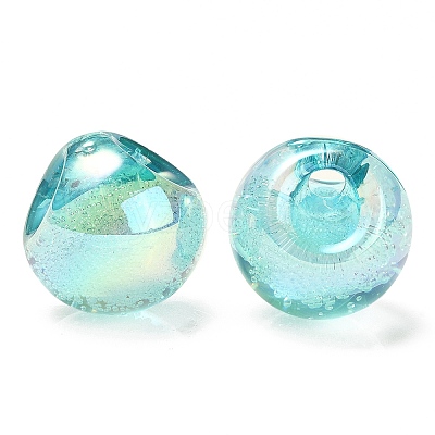 UV Plating Rainbow Iridescent Acrylic Beads OACR-G012-06-1