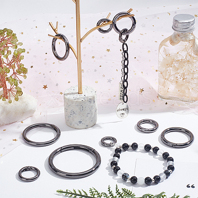 16Pcs 8 Styles Alloy Spring Gate Rings FIND-PH0007-80B-1
