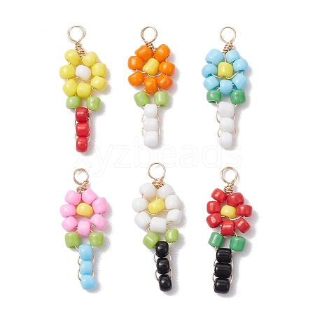 Glass Seed Beaded Pendants PALLOY-JF02992-1