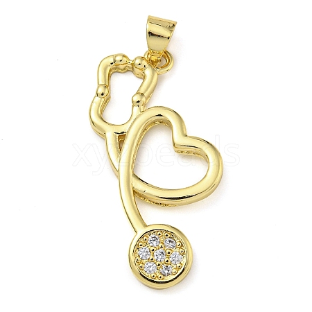 Rack Plating Brass Micro Pave Cubic Zirconia Pendants KK-Z063-40B-G-1