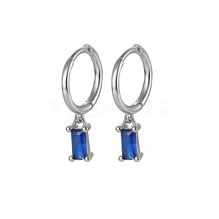 Platinum Rhodium Plated 925 Sterling Silver Dangle Hoop Earrings for Women SY2365-6-1