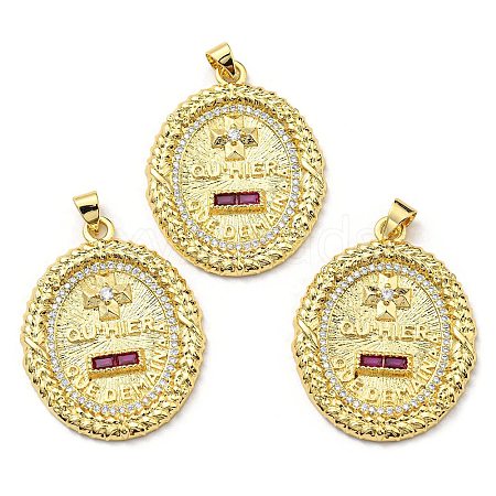 Brass with Cubic Zirconia Pendants KK-K341-34G-1