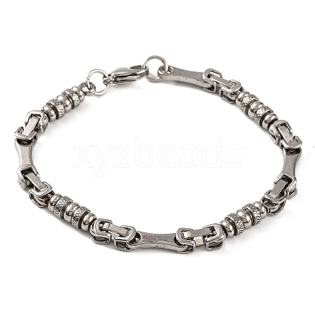 Tarnish Resistant 304 Stainless Steel Rondelle Byzantine Chain Bracelets BJEW-B078-92P-1