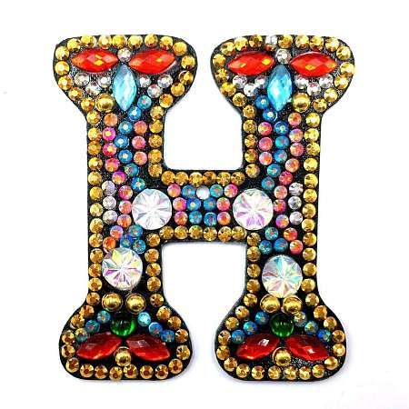 DIY Colorful Initial Letter Keychain Diamond Painting Kits DIAM-PW0004-127H-1