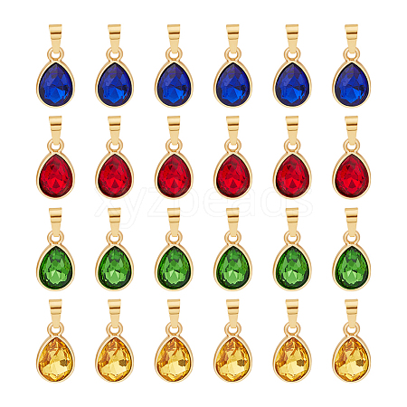 Unicraftale 24Pcs 4 Color Faceted Glass Pendant PALLOY-UN0001-19-1