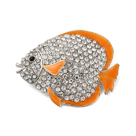 Zinc Alloy Crystal Rhinestone Resin Fish Brooch JEWB-U010-01P-02-1