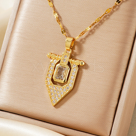 Fashionable Arrow Brass Cubic Zirconia Pendant Necklaces LY1573-2-1