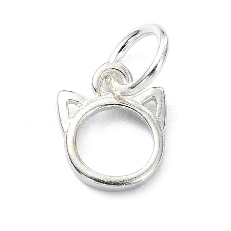 925 Sterling Silver Outline Cat Head Shape Charms STER-M119-15S-1