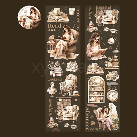 Woman with Book Waterproof PET Stickers DIY-G116-01A-1