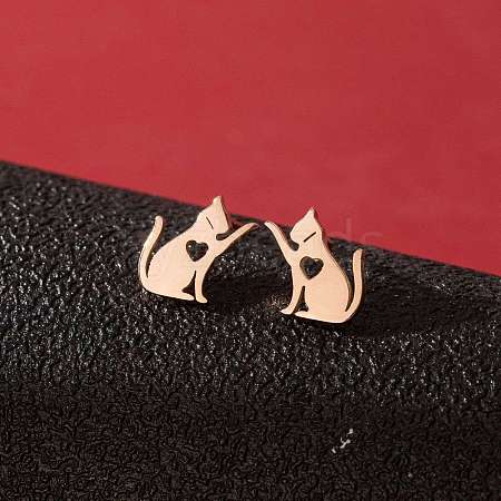 Stainless Steel Small Animal Stud Earrings for Women PW-WG5B49B-35-1