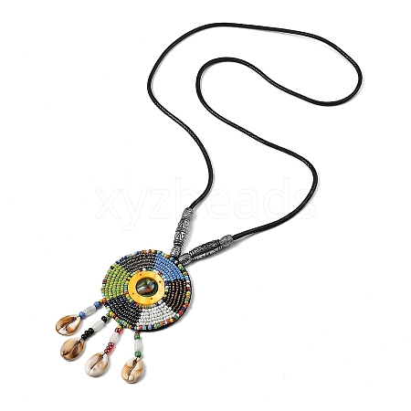 Retro Style Glass & Acrylic & CCB Beads Pendant Necklaces NJEW-Q349-01D-1